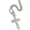 2020 Ny ankomst Real Gold Plated T Square Cubic Zircon Cross Pendant Halsband Personliga Full Diamond Hip Hop Smycken Gåvor för älskare