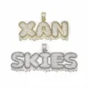 Iced out aangepaste naam ketting brief hanger ketting micro verharde kubieke zirkoon heren hiphop sieraden