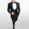 Популярные One Button Groomsmen Пик нагрудные Groom Tuxedos Мужские костюмы Свадебные / Prom Best Man Blazer (куртка + брюки + жилет + Tie) 689