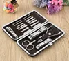 12pcs/set Stainless Steel Nail Manicure Set Leather Case Nail Care Tools Protable Travel Home Personal Manicure HHA883