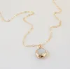 LuckyShine Pure handmade 18k Gold Necklace Natural Pearl Baroque Pendants Women's Delicate Elegant Charm Pendants Necklace