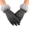 Fashion-Fashion Mittens Women Winter Outdoor Thicken Warm Gloves Female Patchwork Faux Fur Finger Gloves Luvas Feminina #VE