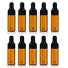 Flacons d'affichage d'huile essentielle de 5 ml de mini bouteilles en verre ambre avec des couvercles noirs de compte-gouttes de pipette pour EJuice Eliquid LX8609