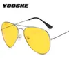 Luxury-YOOSKE Classic Night Vision Goggles Glasses Women Men Drivers Driving Sunglasses Anti-Glare Protect Eye Yellow Sun glasses UV400