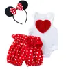 3pcs 1set Newborn Baby Rompers Sleeveless Girl Boy Clothes Casual Rompers With mouth Headband dot pant costumes LJJK2206