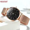 Relij Mujer Fashion Brance kwarc Watch Kobiety Czarne swobodne damskie sukienki zegarki Rose Gold Siatka ze stali nierdzewnej Zegar Uhr Y19230H