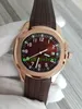 Luxury New Aquanaut 5167R-001 5167R Brown Dial Asian 2813 Automatic Mens Watch Rose Gold Case Brown Rubber Strap Gents Sport Watch263y