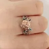 10 stks / partijen Exquisite Twee Tone Floral Ring Solid 14k Rose Gold Fashion Flower Sieraden Voorstel Verjaardag Gift Engagement Wedding Band Rings