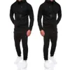 Men Tracksuit Set Zip Up Hoodie Men's Sets Suits Set Solid Black Autumn Top Bottoms Jogging Joggers Gym Slim Fit