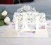 3D bröllopinbjudningskort Laser Hollow Out Bride och Bridegroom Ivory White Inbjudningar för bröllopsengagemang av DHL Sellin9614106