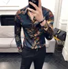 قمصان مطبوعة على شكل حيوانات قميص رجالي ضيق بأكمام طويلة من Camisa Social Masculina قميص أزياء رجالي ملابس Mauchley