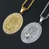 Fashion Queen Victoria pendant necklaces for men women luxury diamonds Ellipse dog tag pendants stainless steel gold silver necklace jewelry