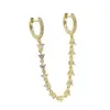 Double piercing 2 hole earring jewelry gorgeous long cz tassel chain link small huggie hoop earrings fashion4621173