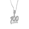Collier creux Simple à la mode, or, strass blanc, pendentif 100 Points, bijoux pour étudiants, cadeau 340n