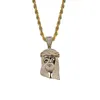 fjxpFashion- Collar con colgante de pieza de Jesús con circonita cúbica chapada en oro blanco de 18 quilates, joyería de rapero de Miami Hip Hop f