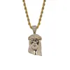 Fashion- 18K Or Blanc Plaqué CZ Cubic Zirconia Big Iced Out Jésus Pièce Pendentif Collier Hip Hop Miami Rappeur Bijoux pour Hommes