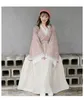 Lace large sleeve shirt large sleeve middle Dress Embroidery half skirt Wei Jin style Hanfu improved Han element casual soft girl suit