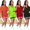 New Plus size 3X Summer women short sleeve T-shirt crop top shorts two piece set solid color outfits casual plain sportswear 2964