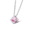 S925 Sterling Silver Para Wisiorek Naszyjniki PinkWhite Diament Kryształ Cube Square Small Fresh Designer Biżuteria Dla Mężczyzn Kobiety Naszyjnik