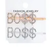 Word Hair Clip Word Barrettes Pins Rhinestones Bobby Pins Decorative Headdress for Woman Girls Word Goal Money Boss Sliver Gold2947682