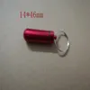 50pcs / lot frete grátis 14 * 46 milímetros DIY Keychain Pill Box WaterProof Titular de alumínio Casos Pill Bottle Container