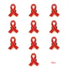 10pcs/lot HIV Jewelry Enamel red Ribbon Brooch Pins Surviving Breast Cancer Awareness Hope Lapel Buttons Badges