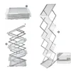 Aluminium Folding Broschyrer Pamflets Böcker Litteratur Displayhållare Rack Stand med 6 ansikten för att visa
