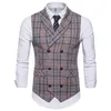 Waistcoat Men Vest Retro Dubbelbröst Slim Fit Passar Vest Yelek Colete Masculino Gilet Män 2019 Plus Storlek 4XL