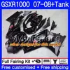 7Gifts +Tank For SUZUKI GSXR-1000 K7 GSX-R1000 GSXR 1000 07 08 301HM.26 GSXR1000 07 08 Bodywork Yellow HOT GSX R1000 2007 2008 Fairings