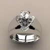 Brand Female Crystal White Wedding Ring Set Luxury 925 Silver Heart Engagement Ring Vintage Bridal Wedding Rings For Women