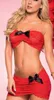 2Pcs Sexy Lingerie2019 Nuove donne Lace Bowknot RedBlack Stretch Mini Dress Lingerie Sexy Erotic Nightwear Babydoll268P