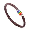 Magnetiskt armband Armband i rostfritt stål Armband Kvinnor Män Gåva Gay Pride Rainbow Magnetisk Svart Brun Äkta flätat läderarmband