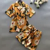 Pajamas women's summer silk short-sleeved two-piece suit thin section Korean version of loose sexy home service summer ice silk pajamas