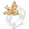 Новая мода черная белая керамическая пчела животных женская кольца кольца аллергия на свадьбу