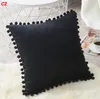 Soft Velvet Pillow Cover Cushion Cover Luxury Square Decorative Pillowscase With Tassel Balls For Sofa Bed Car Home Throw Pillow Case 18*18