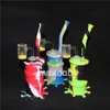 Hockahs Mini Silicone DAB Rig Water Pipes Bong Bubbler Camo Oil Rig 분리 할 수없는 Unbreakable Percolator Hockah와 열전술질 뱅커