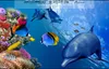 Benutzerdefinierte Bodenbelag Wandbild Tapete Tropische Fische Delphin Unterwasserwelt 3D Bad Badezimmer Schlafzimmer 3D Boden Wandbilder PVC Wasserdicht Sel6003272