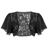 Kvinnor Kort Bell Sleeve Floral Lace Sheer Open Front Chiffon Shrug Cardigan Top Open Stitch Jackor Wedding Party Dress Shrug1