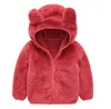 Kids Jackets Rabbit Ear Fur Fleece Hoodies Boys Solid Hooded Coat Zipper Sweater Designer Winter Jumper Boutique Sweatshirts Ytterwear D6283