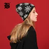 Fashion-[FLB] Berretto invernale da donna Cappello addensato in lana con fiocco di neve Berretto lavorato a maglia Skullies Berretti in seta caldo Cappelli morbidi per ragazza 17036