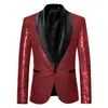 Newest Fashion Men Gold Sequins Blazer Shawl Lapel Party Stylish Suit Blazer Business Wedding Party Outdoor Jacket Tops