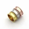 Lady Moda Europa América Latão duas bordas Beads assinatura 18K ouro casamento anéis de noivado 3 cores Tamanho 6-8