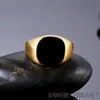 Кольцо мода черная эмалевая полированная печенье -печать кольцо для женщин для женщин ювелирные изделия