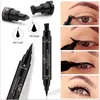 Qic driehoek dubbele kopafdichting eyeliner waterdichte snel verven 2 in1 eyeliner pen