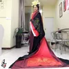 Asian Emperor Queen Royal Palace Wedding Gown Robe Dress Kinesisk gammal bröllop Hanfu Lång kostym Black Red Brud Groom Outfit273R