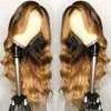 Ombre biondo miele evidenzia parrucche di capelli umani per donne nere capelli vergini brasiliani ondulati pre pizzicati3162