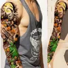 Brazo completo flor tatuaje pegatina impermeable tatuaje temporal manga hombres mujeres cuerpo pintura agua transferencia falso Tatoo manga