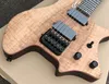 Niestandardowy OS 6 String Naturalny KOA Flame Maple Top Bezgłowy gitara elektryczna KD Patent Tremolo Tailpiece Czarny sprzęt6727255