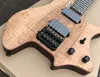 OS personnalisé 6 String Natural Koa Flame Maple Top Hiadless Electric Guitar KD Patent Tremolo Talage Black Hardware6054291