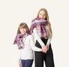 女性の子供の子供冬のスカーフチェックタッセルスカーフレディースショールユニセックスニットウォームロングフォーカムフェムメ
